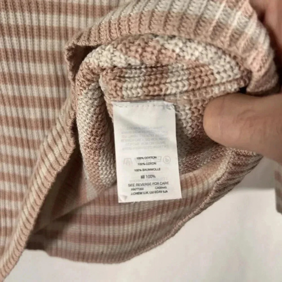 J. Crew Sweater Women's XS Pink White Striped Knit Round Neck Long Sleeve Cotton - Picture 6 of 10